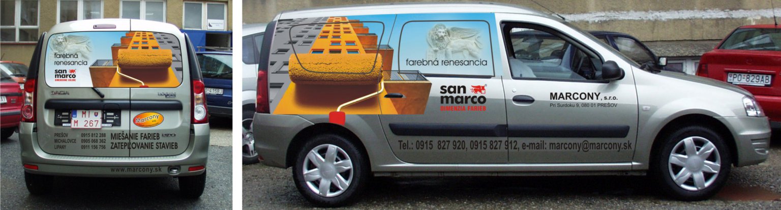 Reklama na auto fyrmy Marcony
